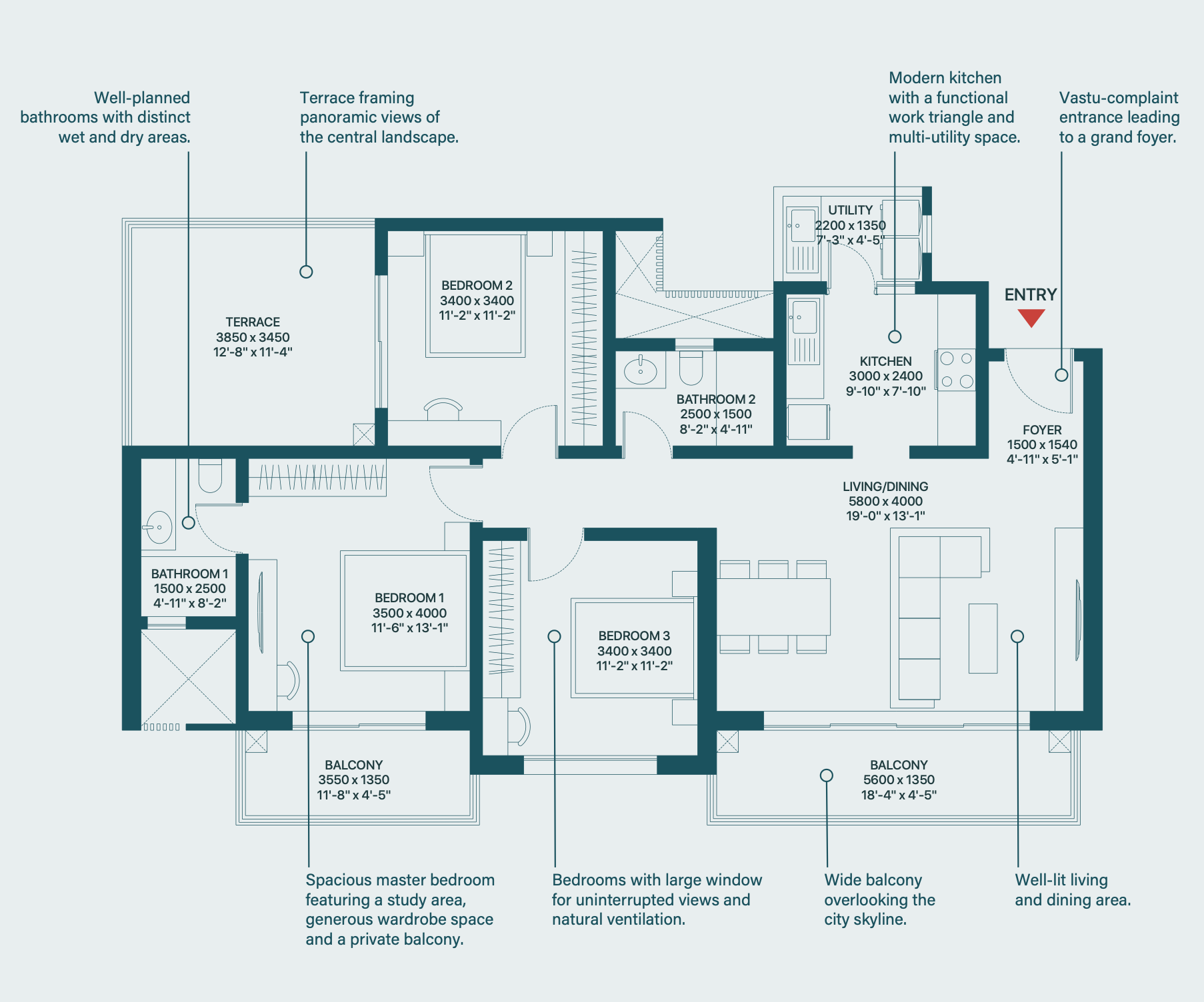 Tower 1 1796.48 sq. ft.